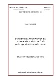 Luận văn thạc sĩ Quản lý công: Quản lý nhà nước về vận tải hành khách bằng ô tô trên địa bàn tỉnh Kiên Giang