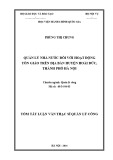 Tóm tắt Luận văn thạc sĩ Quản lý công: Quản lý nhà nước đối với hoạt động tôn giáo trên địa bàn huyện Hoài Đức, thành phố Hà Nội