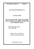 Tóm tắt Luận văn thạc sĩ Quản lý công: Quản lý nhà nước về đào tạo nghề cho người dân tộc thiểu số trên địa bàn tinh Kiên Giang