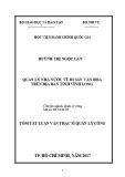 Tóm tắt Luận văn thạc sĩ Quản lý công: Quản lý nhà nước về di sản văn hóa trên địa bàn tỉnh Vĩnh Long