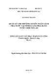 Tóm tắt Luận văn thạc sĩ Quản lý công: Quản lý chi thường xuyên ngân sách nhà nước tại tỉnh Luangprabang nước Cộng hòa dân chủ nhân dân Lào