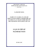 Luận án tiến sĩ Kinh tế: Nghiên cứu tác động của công bố thông tin trách nhiệm xã hội đến hiệu quả tài chính của các doanh nghiệp niêm yết trên thị trường chứng khoán Việt Nam