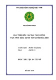 Tóm tắt Luận án tiến sĩ Kinh tế: Phát triển sản xuất rau theo hướng thực hành nông nghiệp tốt tại tỉnh Hòa Bình