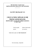 Tóm tắt Luận án tiến sĩ Kinh tế: Chất lượng mối quan hệ trong kinh doanh: Trường hợp các doanh nghiệp logistics ở Việt Nam