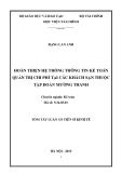 Tóm tắt Luận án tiến sĩ Kinh tế: Hoàn thiện hệ thống thông tin kế toán quản trị chi phí tại các khách sạn thuộc tập đoàn Mường Thanh