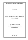 Tóm tắt Luận án tiến sĩ Kinh tế: Quản lý chi ngân sách nhà nước tỉnh Đắk Lắk