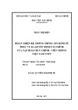 Luận án tiến sĩ Kinh tế: Hoàn thiện hệ thống thông tin kinh tế phục vụ ra quyết định tài chính của Tập đoàn Bưu chính - Viễn thông Việt Nam VNPT