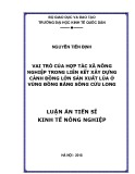 Luận án tiến sĩ Kinh tế: Vai trò của hợp tác xã nông nghiệp trong liên kết xây dựng cánh đồng lớn sản xuất lúa ở vùng Đồng bằng sông Cửu Long