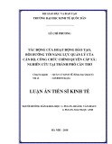 Luận án tiến sĩ Kinh tế: Tác động của hoạt động đào tạo, bồi dưỡng tới năng lực quản lý của cán bộ, công chức chính quyền cấp xã: nghiên cứu tại Thành phố Cần Thơ