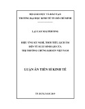 Luận án tiến sĩ Kinh tế: Hiệu ứng kỳ nghỉ, thời tiết, lịch âm đến tỷ suất sinh lợi của thị trường chứng khoán Việt Nam