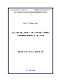 Luận án tiến sĩ Kinh tế: Quản lý nhà nước về đầu tư phát triển nhà ở khu đô thị ở Việt Nam