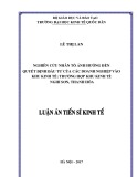 Luận án tiến sĩ Kinh tế: Nghiên cứu nhân tố ảnh hưởng đến quyết định đầu tư của các doanh nghiệp vào khu kinh tế: trường hợp Khu kinh tế Nghi Sơn, Thanh Hóa