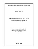 Tóm tắt Luận án tiến sĩ Kinh tế: Quản lý nợ công ở Việt Nam trong hội nhập quốc tế