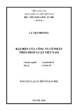 Tóm tắt Luận án tiến sĩ Luật học: Đại diện của công ty cổ phần theo pháp luật Việt Nam