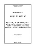 Luận án tiến sĩ Kinh tế: Quản trị lợi nhuận khi phát hành thêm cổ phiếu của các công ty niêm yết trên thị trường chứng khoán Việt Nam