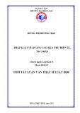 Tóm tắt Luận văn thạc sĩ Luật học: Pháp luật về quảng cáo qua thư điện tử, tin nhắn