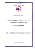 Tóm tắt Luận văn thạc sĩ Luật học: Tổ chức quản lý công ty cổ phần theo pháp luật Việt Nam