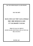 Tóm tắt Luận văn tiến sĩ Lịch sử: Đảng cộng sản Việt Nam lãnh đạo thực hiện bình đẳng giới từ năm 2006 đến năm 2016