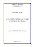 Luận văn tiến sĩ Khoa học giáo dục: Quản lý nhóm trẻ độc lập tư thục ở thành phố Hồ Chí Minh