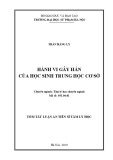 Tóm tắt Luận văn tiến sĩ Tâm lý học: Hành vi gây hấn của học sinh trung học cơ sở