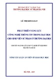 Tóm tắt Luận án tiến sĩ Giáo dục học: Phát triển năng lực công nghệ thông tin trong dạy học cho sinh viên sư phạm ở trường đại học