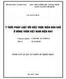 Tóm tắt luận án Tiến sĩ Triết học: Ý thức pháp luật với việc thực hiện dân chủ ở nông thôn Việt Nam hiện nay