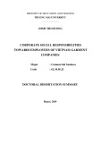 Doctoral dissertation summary: Corporate social responsibilities towards employees of Vietnam garment companies