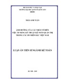 Luận án Tiến sĩ ngành Kế toán: Ảnh hưởng của các nhân tố đến việc áp dụng kỹ thuật kế toán quản trị trong các doanh nghiệp Miền Bắc Việt Nam