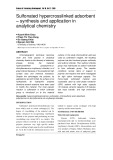Sulfonated hypercrosslinked adsorbent – synthesis and application in analytical chemistry