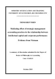 A summary of dissertation submitted for the Degree of Doctor of Philosophy in Accounting: Mediating effect of strategic management accounting practices in the relationship between intellectual capital and corporate performance Evidence from Vietnam