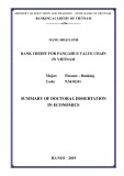 Summary of Doctoral dissertation in Economics: Bank credit for pangasius value chain in Vietnam