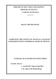 Summary of Economic Doctor’s thesis: Completing the content of  financial anaysis of listed joint stock commercial banks in Vietnam