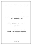 Summary of Doctoral dissertation in Law: Validity conditions of wills in accordance with Vietnam civil law