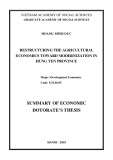 Summary of Economic Dotorate’s thesis: Restructuring the agricultural economics toward modernization in Hung Yen province