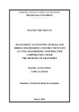 Summary of Doctoral thesis in Economics: Managment accounting of road and bridge engineering construction cost at civil engineering construction corporation under the ministry of transport