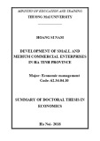 Summary of Doctoral thesis in Economics: Development of small and medium commercial enterprises in Ha Tinh province