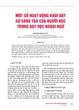 Một số hoạt động khơi dậy sự sáng tạo của người học trong dạy học ngoại ngữ