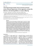 Chewing during prenatal stress prevents prenatal stress-induced suppression of neurogenesis, anxiety-like behavior and learning deficits in mouse offspring