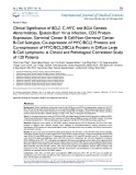 Clinical significance of BCL2, C-MYC, and BCL6 genetic abnormalities, epstein barr virus infection, CD5 protein expression, germinal center B cell non germinal center B cell subtypes, Co-expression of MYC/BCL2 proteins and Co-expression of MYC/BCL2/BCL6 proteins in diffuse large B-cell lymphoma: A clinical and pathological correlation study of 120 patients