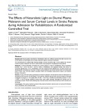 The effects of naturalistic light on diurnal plasma melatonin and serum cortisol levels in stroke patients during admission for rehabilitation: A randomized controlled trial