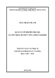 Tóm tắt luận văn Thạc sĩ Quản lý văn hóa: Quản lý lễ hội đền Độc Bộ, xã Yên Nhân, huyện Ý Yên, tỉnh Nam Định