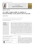 The validity of spinal mobility for prediction of functional disability in male patients with low back pain