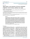 High quality in vitro expansion of human endothelial progenitor cells of human umbilical vein origin