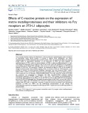 Effects of C-reactive protein on the expression of matrix metalloproteinases and their inhibitors via Fcγ receptors on 3T3-L1 adipocytes