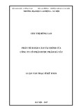 Luận văn Thạc sĩ Kế toán: Phân tích báo cáo tài chính của Công ty Cổ phần Dược phẩm Hà Tây