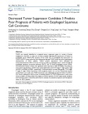 Decreased tumor suppressor candidate 3 predicts poor prognosis of patients with esophageal squamous cell carcinoma