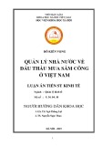 Luận án Tiến sĩ Kinh tế: Quản lý nhà nước về đấu thầu mua sắm công ở Việt Nam