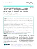 The transportability of Memory Specificity Training (MeST): Adapting an intervention derived from experimental psychology to routine clinical practices