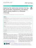 Exploring the relationship between the big five personality characteristics and dietary habits among students in a Ghanaian University