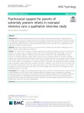 Psychosocial support for parents of extremely preterm infants in neonatal intensive care: A qualitative interview study